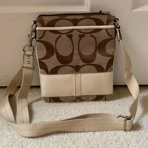 Coach Brown and Cream Crossbody Bag